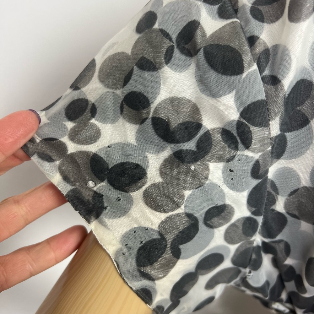 1950’s Vintage BLACK & WHITE Polkadot Polka Dot Chiffon Overlay Party Dress L XL - Picture 9 of 16
